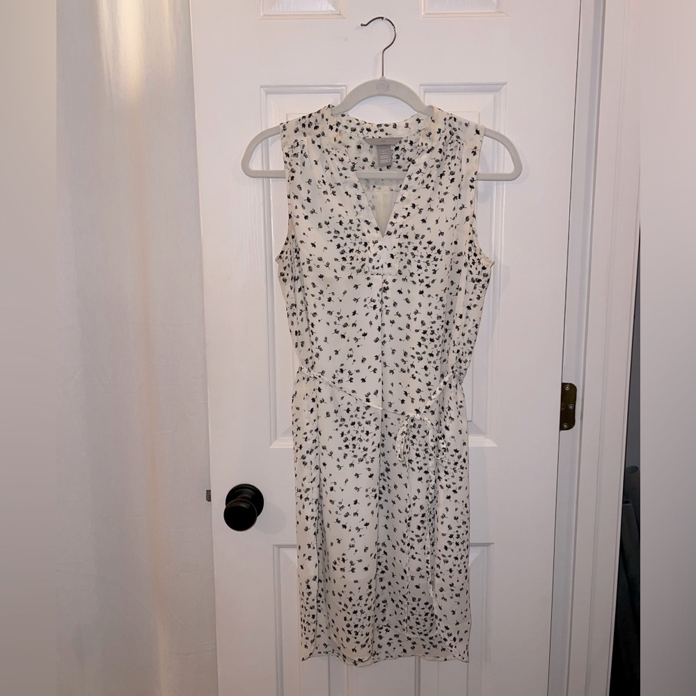 H&M Black and White Tie Waist Dress, 4